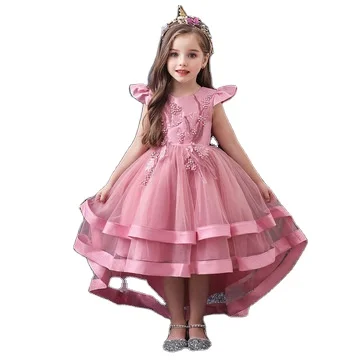 

Summer Gorgeous Flower diamond Satin Girls Wedding Pageant Party Dresses Formal Prom Gowns 3-14 years Kid girl clothes