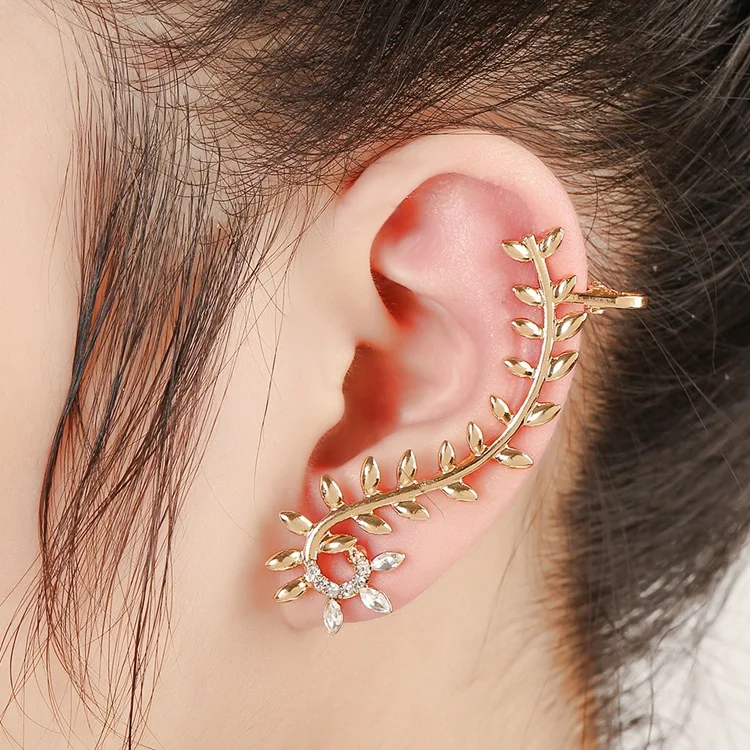 

Hot selling diamond gold plated ear clip cuff earrings women, Silver/gold