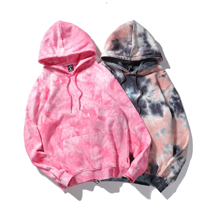

2021 Gradient Color Long Sleeve Loose Plus Fleece Pullover Sweater For Mens Custom Wholesale Cheap Oversized Tie Dye Hoodie