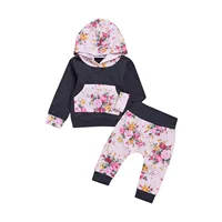 

Brand New Infant Toddler Newborn Baby Girls Floral Outfit Clothes Tracksuit Hooded Tops+Pants 2Pcs