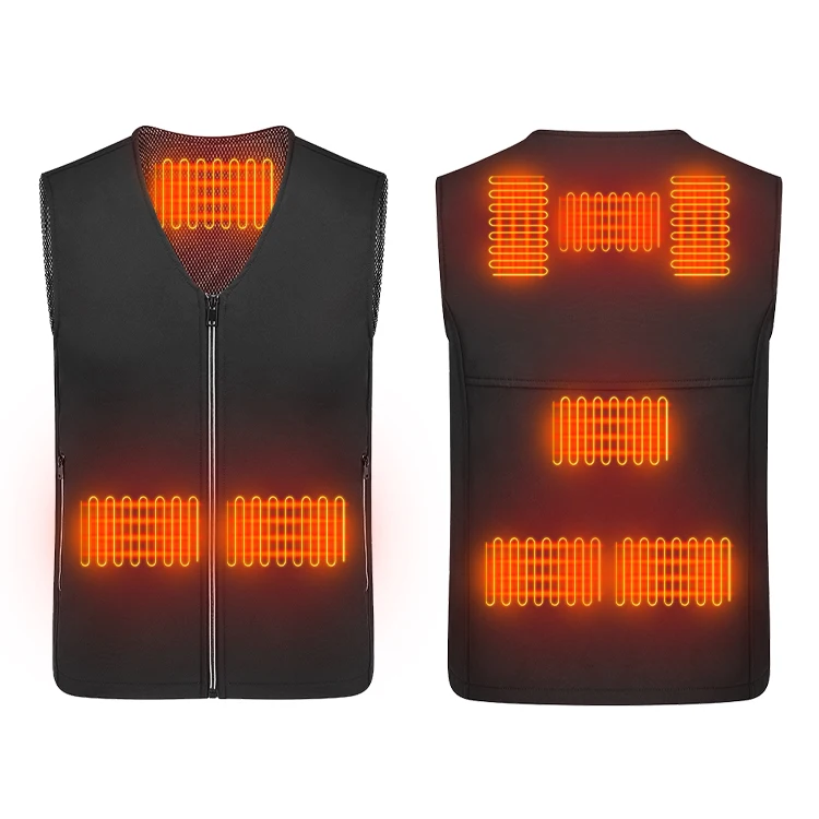 

Batteries Heating Clothes V-neck Softshell Polyester Spandex Battery Heated Vest Body Warm Vest for man Women
