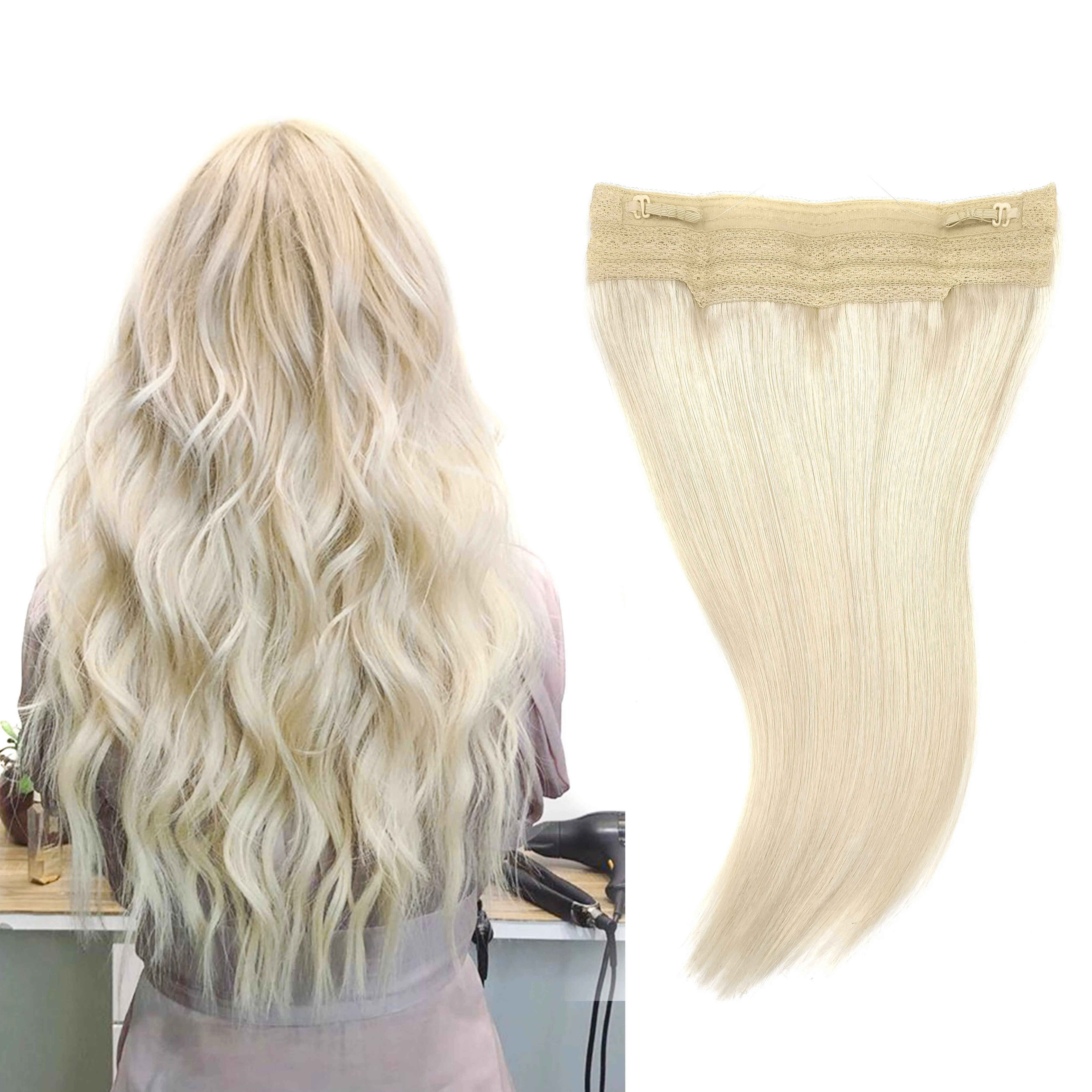 

In Stock Halo Hair Extensions 100% Remy Blonde Human Hair Extension Halos