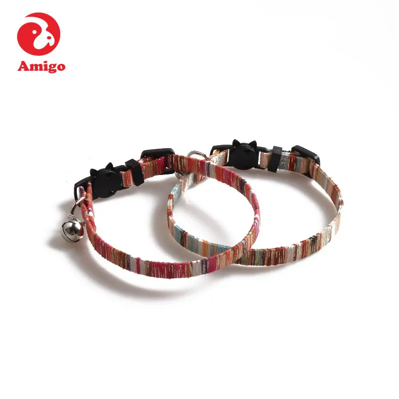 

Amigo wholesale safety customize pet collar tracking polyester colorful durable cat collar