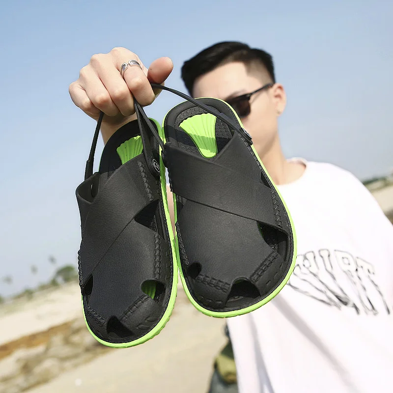 

Summer Men's Sandals Fashion Summer Beach Shoes Casual Beach Sandals Outdoor Male Sandal 2020 Sandalias Men, Black-green,khaki,dark gray