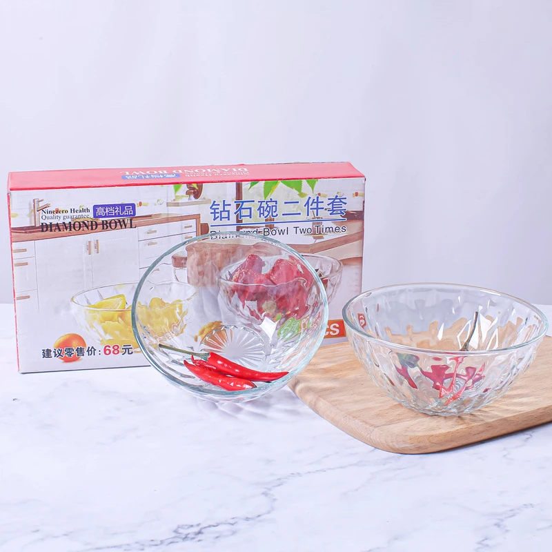 

home transparent fruit & vegetable salad bowls kitchen 300ml heat-resistant glass bowl set