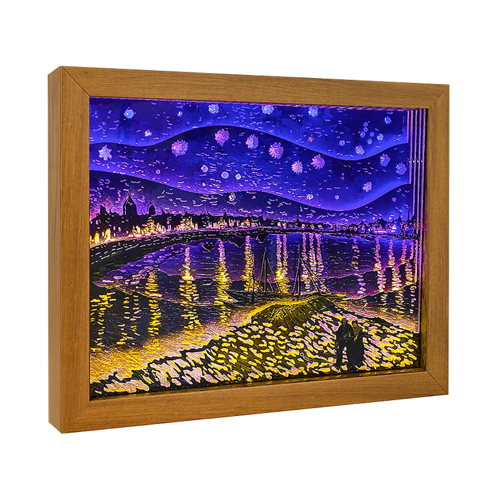 

PS Picture Frame Vintage Photo Frame Home Decor Van Gogh Painting Wall Art 3D Paper Carved Lamp