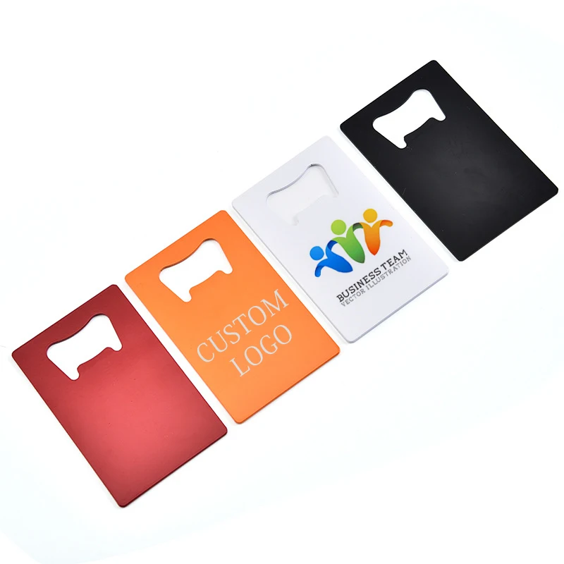 

JTX011 Customized Promotion Gift Logo Stainless Steel Opener Card Shape Beer Bottle Opener Wallet Size Credit Card Opener, 6 colors