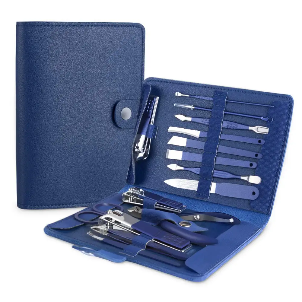 

15 in 1 Manicure Set Pedicure Set Kit Nail Clippers Professional Grooming Kit Nail Tools with Luxurious Travel Case, Natural