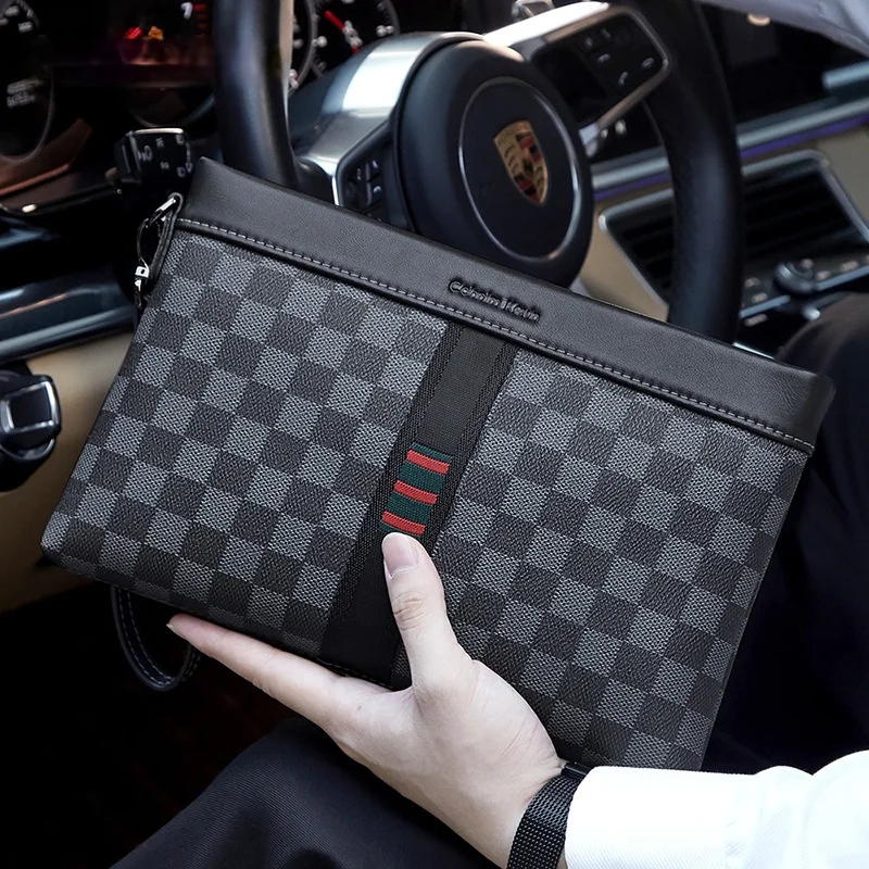 

Luxury Men's Clutch Bag Designer Phone Bag Large-capacity Check Pattern