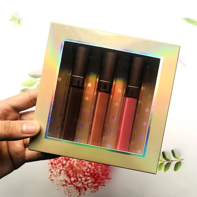 

Waterproof Long Lasting Nude Vegan Liquid Lipstick Set Lipgloss gift set Private Label 3 Colors Matte Lip Gloss