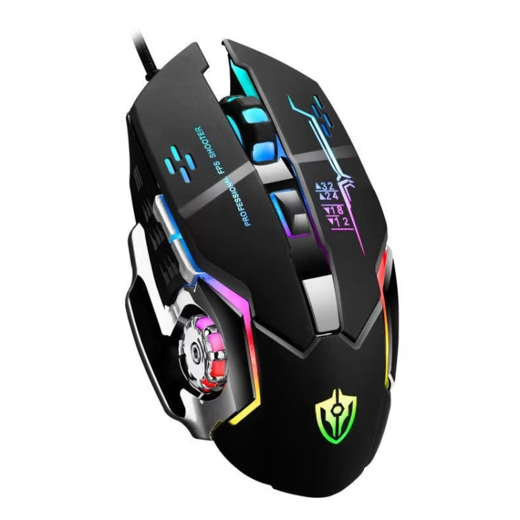 

6D Four-speed Adjustable DPI Colorful Recirculating Breathing Light Crack Professional Competitive Gaming Luminous Wired Mouse