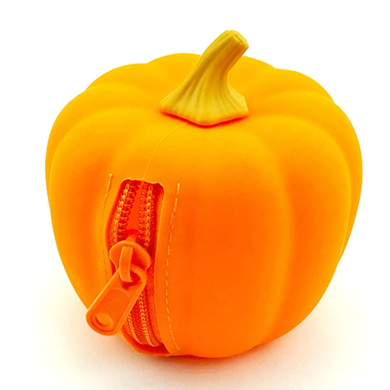 

Recyclable Silicone Coin Purse Cute Pumpkin Coin Storage Bag to Carry with You Keychain Wallet, Orange