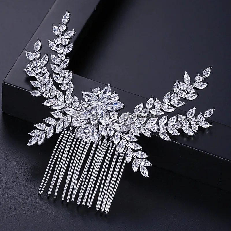 

RE3676 Cubic Zirconia Wedding Hair Comb Rhinestone Bridal Hair Jewelry Accessories CZ Hairpin Headdress