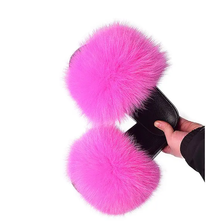 

Wholesale women fur slippers fashion fur slides 2021 fur slides for kids