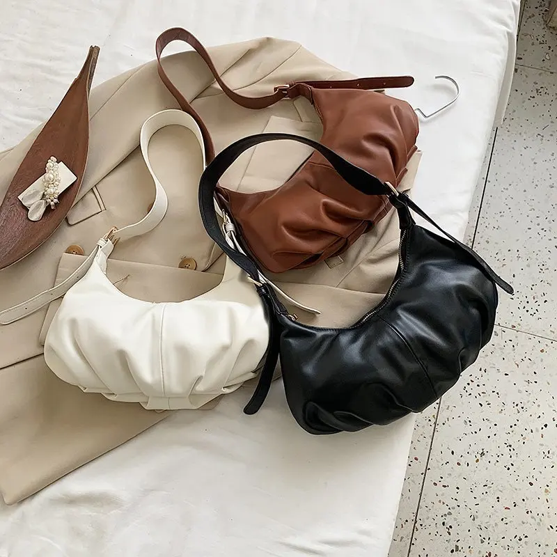 

2021 New Arrival Ladies Purse And Handbag Messenger Casual Women Popular Luxury Classical Underarm Retro Soft Leather Cloud Bag