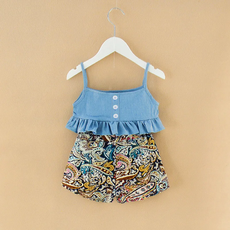 

High quality toddler baby girl summer kids clothing wholesale two piece set