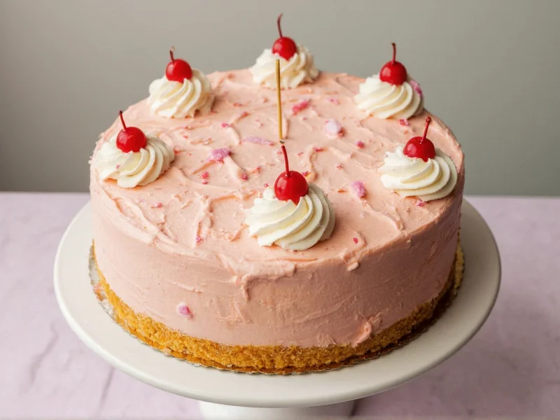 Finished homemade-looking cake with decorative frosting