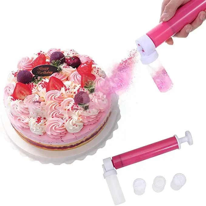 

Lixsun Manual Cake Pump Set Cakes Coloring Spray Guns Kit For Cake Glitter Decorating Pressure Spray Tube with 4 Containers