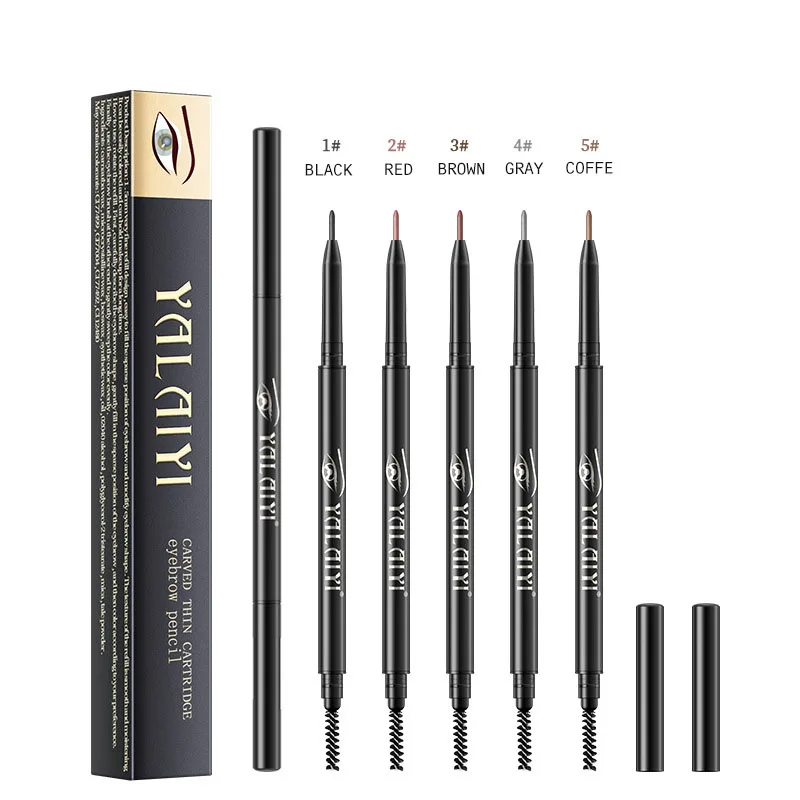 

Uniasia Custom Private Label Low Moq Double Ended Eye Brow Pen Wooden Long Lasting Eyebrow Pencil, Multi-colored
