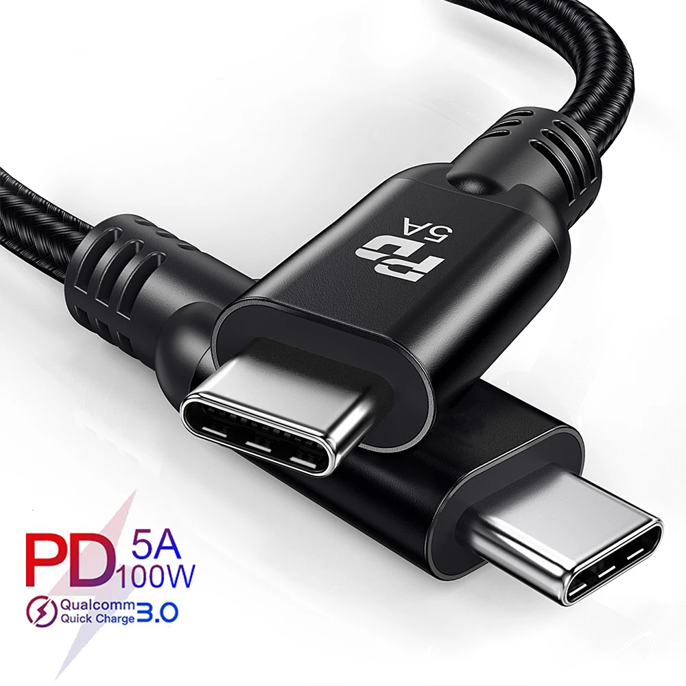 

Super High Speed USB-C USB 3.1 Type C to USB C 3.0 Power Delivery PD Charging Cable 100W 60W 5GB 10GB Male to Male Cable, Black/red