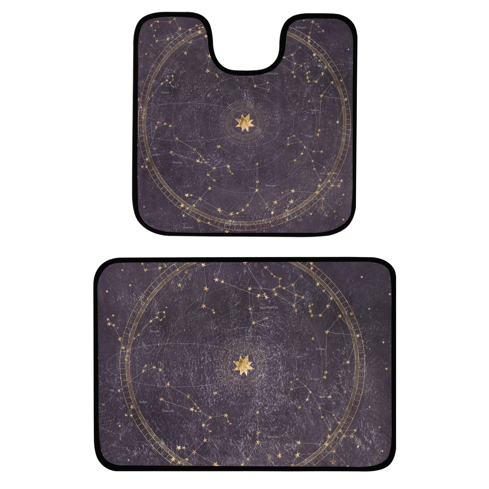 

Stylish Custom Print Dark Colour 2pcs Set Carpet Door Toilet Floor mat for HOME