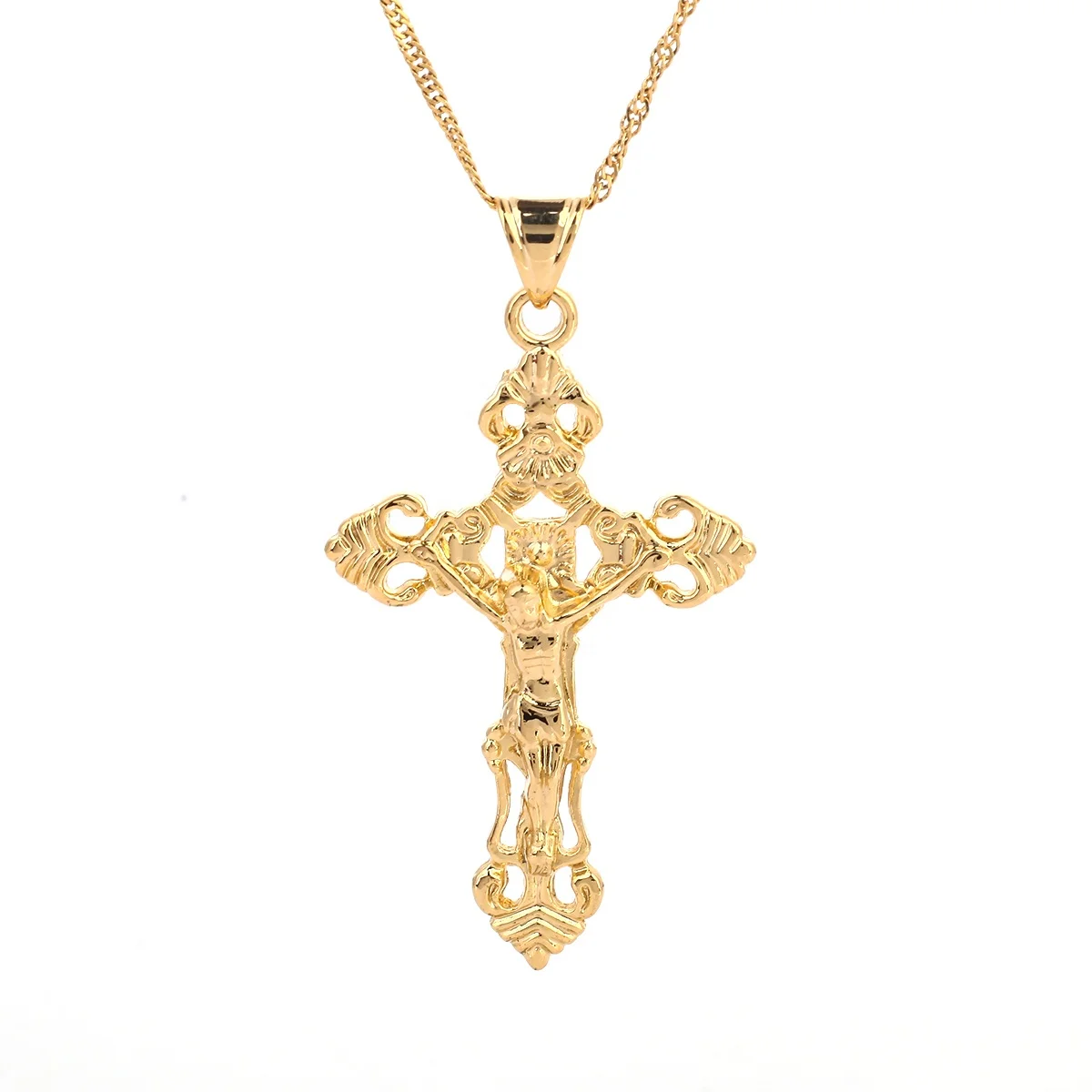 

24K Gold Jesus Cross Pendant Necklace The Fast and the Furious Celebrity Vin Diesel Men Jewelry