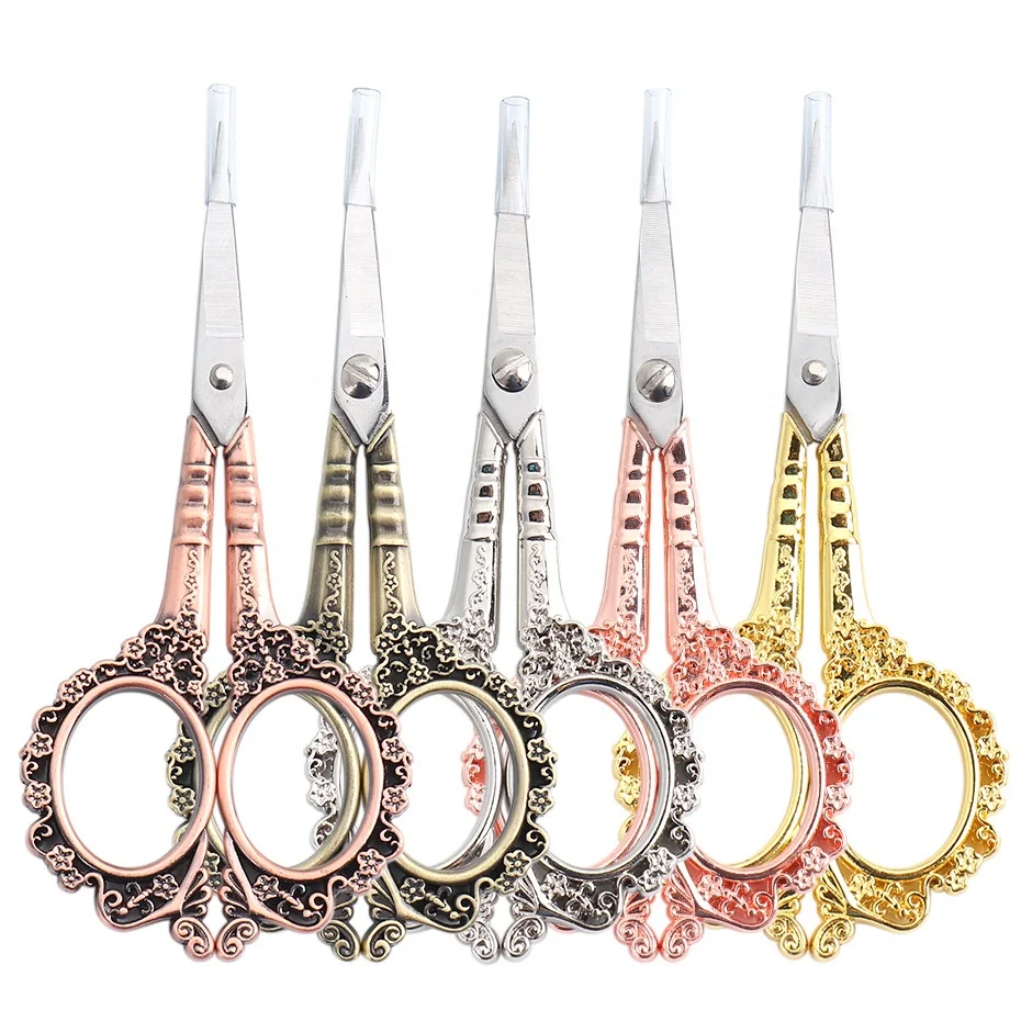 

European class style 12*5.4 CM plum flower handle nail art trimming scissors stainless steel 304 manicure tools scissors NPS001, Bronze,gold,silver,rose gold,red copper