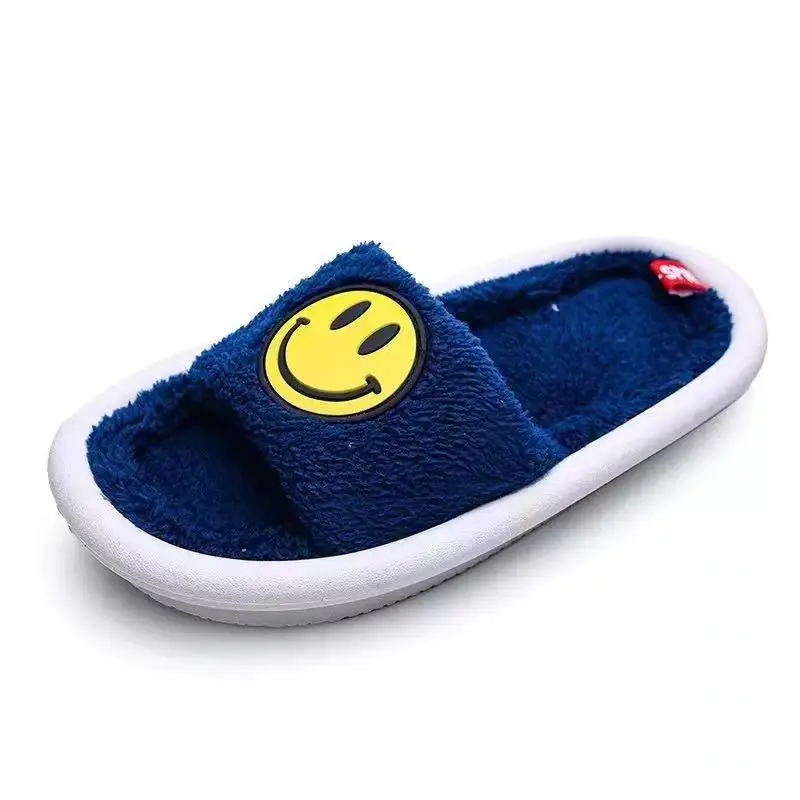 

new 2021 women cute home slippers comfy house for guests little girls smiley face fluffy slippers