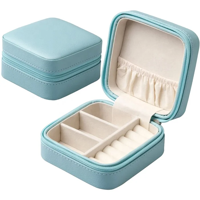 

Custom small travel jewelry box, Blue,red,gray,khaki or custom
