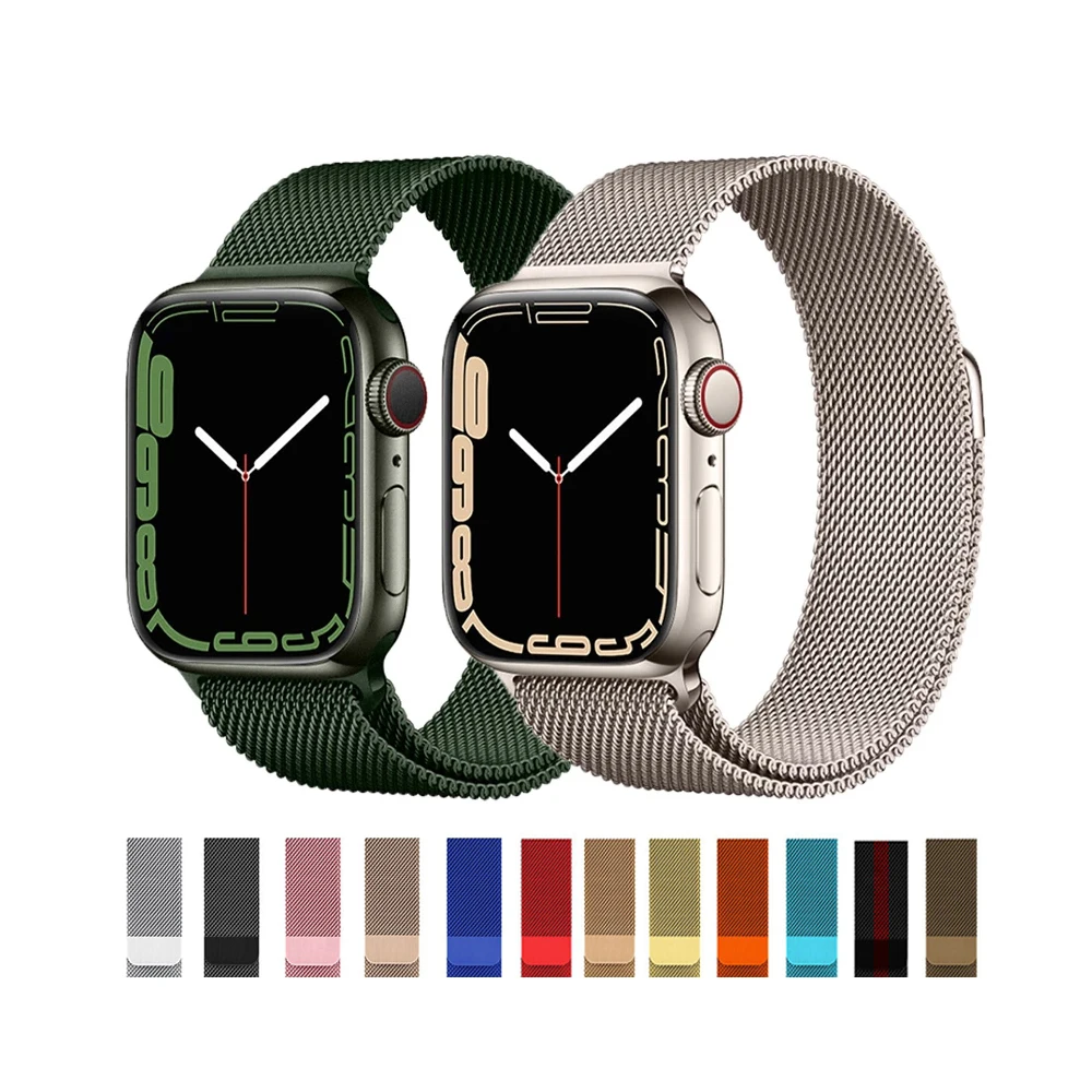 

Free Sample Stainless Steel Watch Band Magnetic Strap for Apple iWatch Series 7 6 5 4 3 SE Milanese Metal Watch Band 41 45 40 44