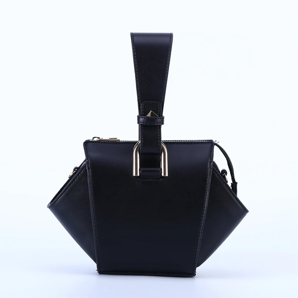 

Ladies office tote top handle solid color logo customized women cross body shoulder black clutch bag vintage leather handbag