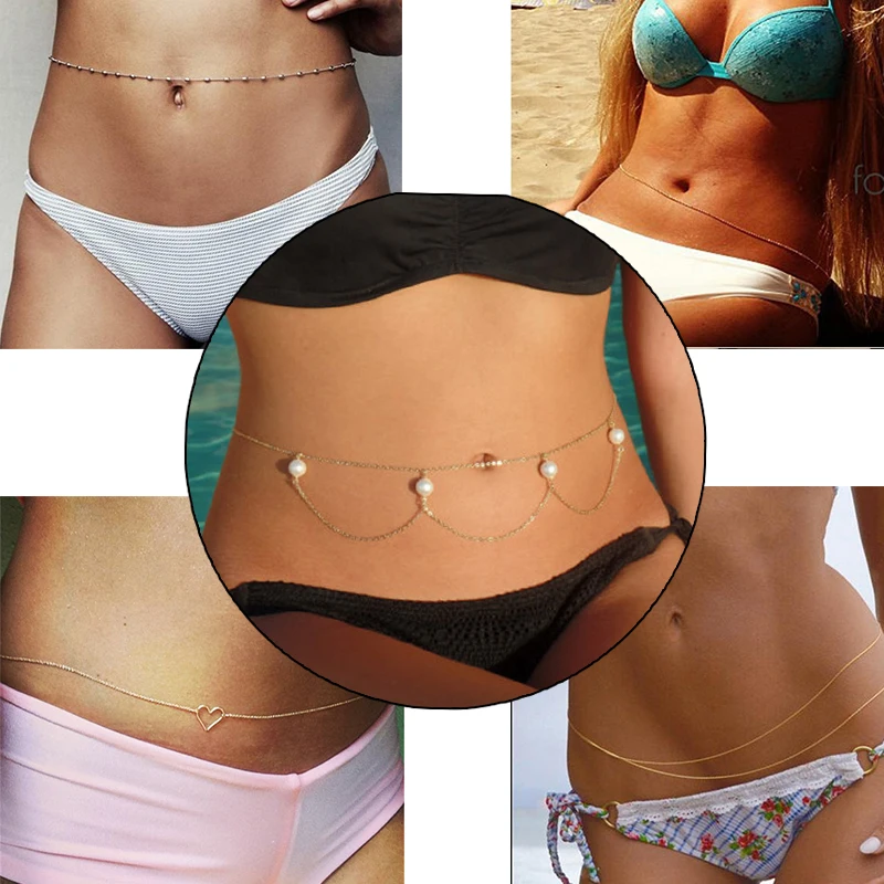 

9 Styles Boho Summer Beach Body Jewelry for Women Accessory Gold Silver-Color Copper Beads Waist Belly Chains Necklaces, Picture or customized