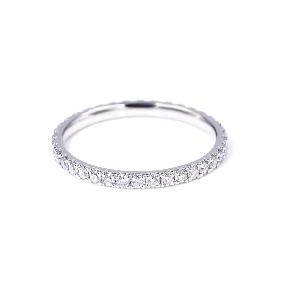 

Tianyu gems 14k solid white gold setting 1.5mm round moissanite diamonds Eternity bands for women