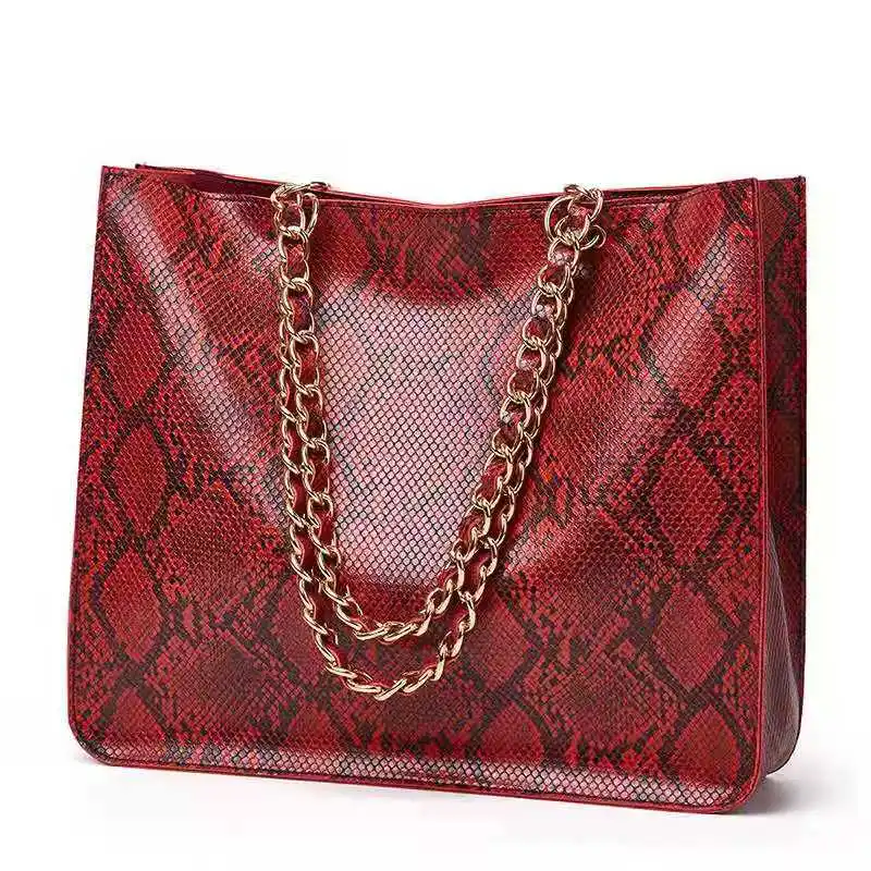 

AIZHU ODM LOGO Customed Free Sample Top Handle Sac a main en peau de serpent PU Leather Big Cross Shoulderbag Women handbag 2021