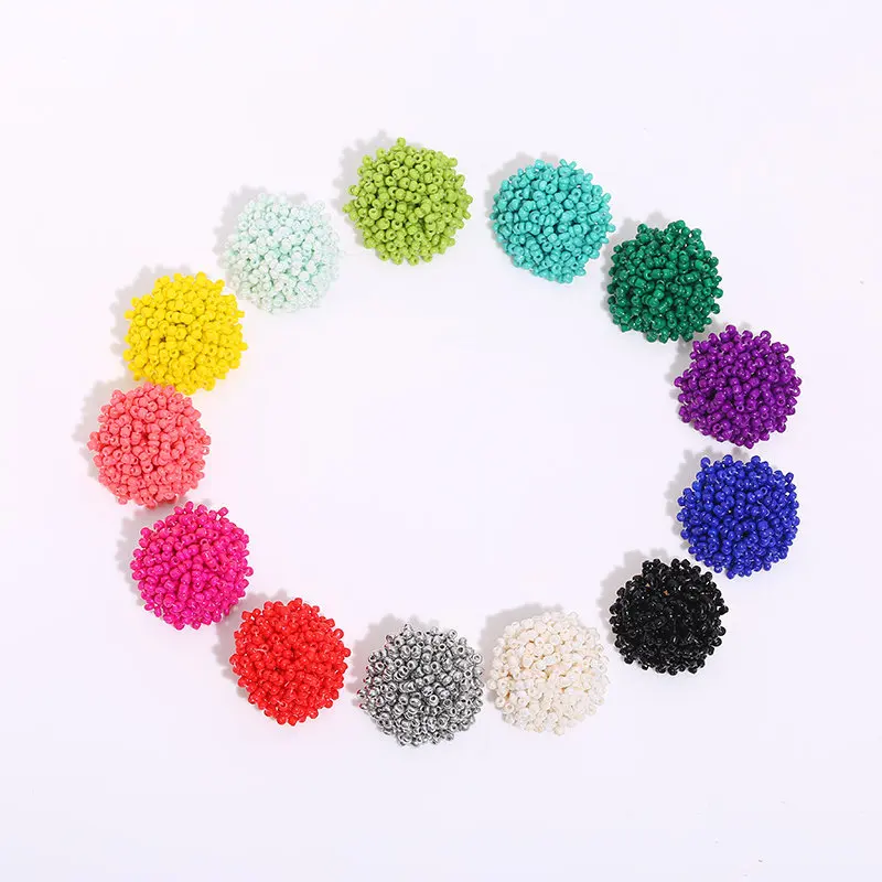 

Wholesale 2022 Hand Made Beaded Boho Girls Rice Seed Bead Stud Earrings For Women