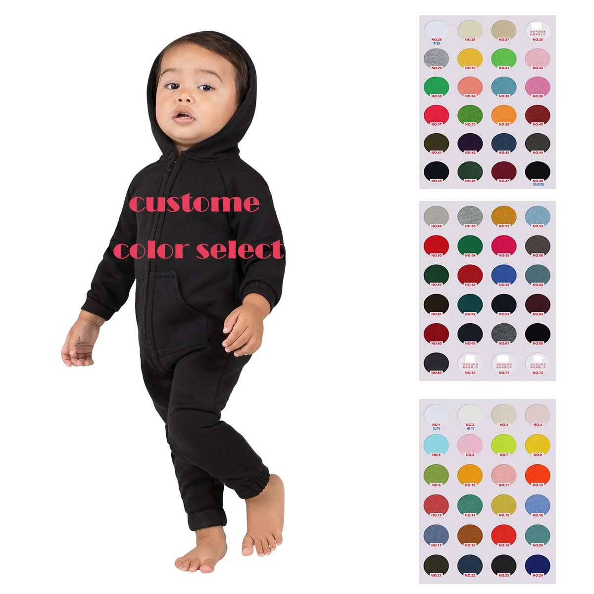 

Custom Newborn Winter Fleece One Piece Jumpsuit Infant Baby Clothes With Zipper