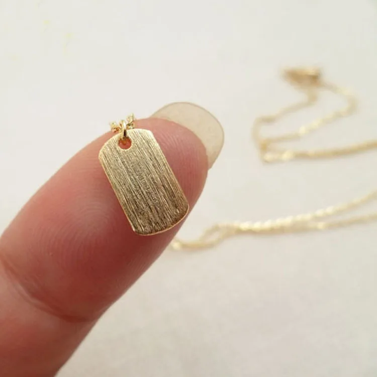 

Personalized high quality 925 sterling silver brushed gold dog tag necklace