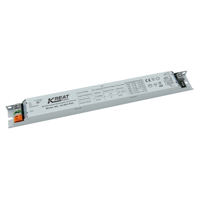 50W Constant Current Dimmable LED Driver With PUSH/1-10V Dimming