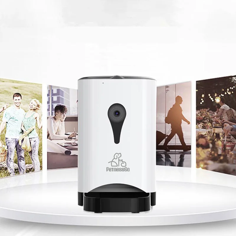

2021 New Automatic Remote Wifi Pet Feeder With HD Camera and Video Function for Cats and Dogs Smart Food Feeder, White