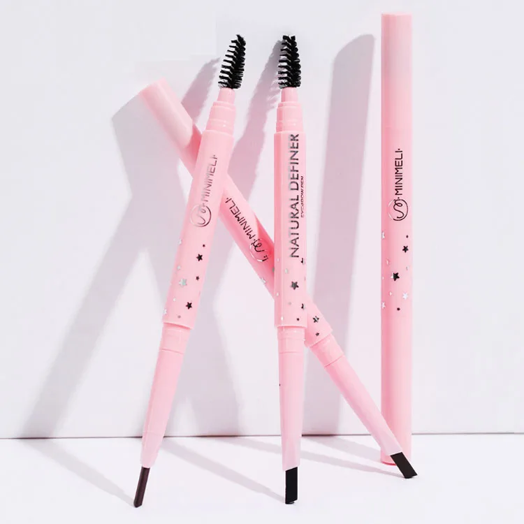 

Private Label Custom Logo Waterproof Makeup Double-Head Automatic Brown Triangle Eyebrow Pencil with Brush, 4 colors