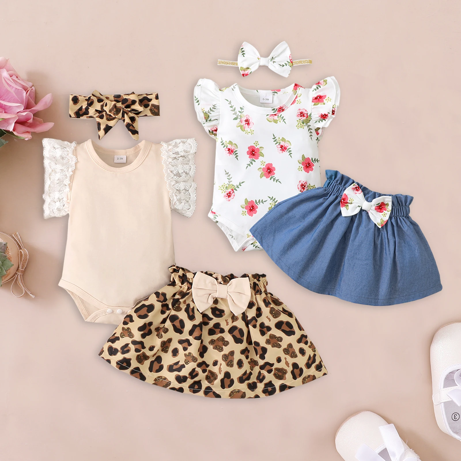 

Wholesale New born Floral Skirt Baby Girl Summer Baby Sets Clothes Clothing 100% Cotton Baby Rompers Set, Mix color
