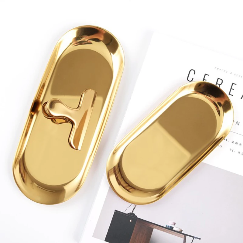

Home Decorative Storage Tray Stainless Steel Gold Serving Tray Metal Nordic Storage Tray, Gold/silver/colorful