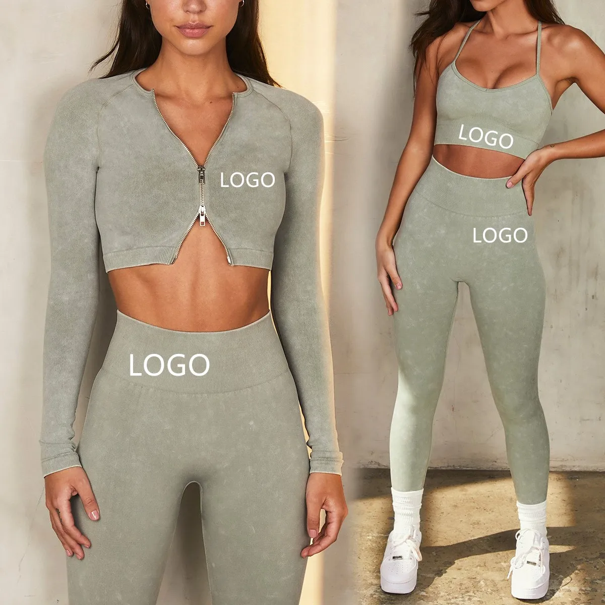 

Branded Custom Logo Printing Stock High Quality Yoga Pants Leggings Garments Apparel Stock yoga wear set Yoga Outfit