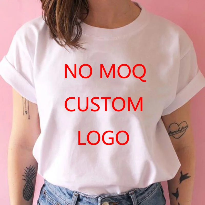 

No MOQ Women Customize Clothing Tee Crew Neck T Shirts Blank Custom Printing Logo Tshirts
