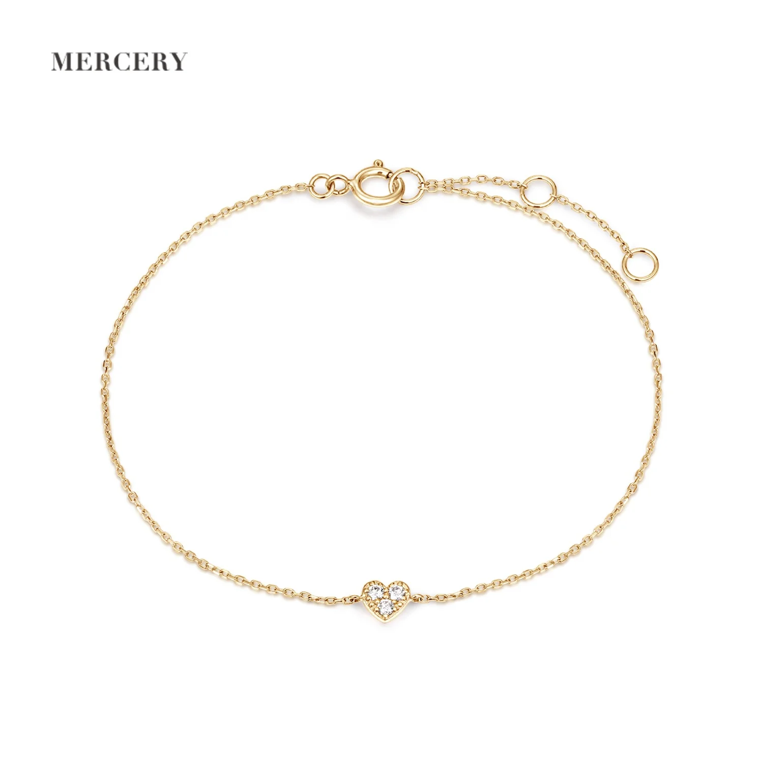 

Mercery Real Gold Diamonds Jewelry Couple Heart Bracelet 14k Solid Gold Jewelry Love Heart Bracelet Charms For Women