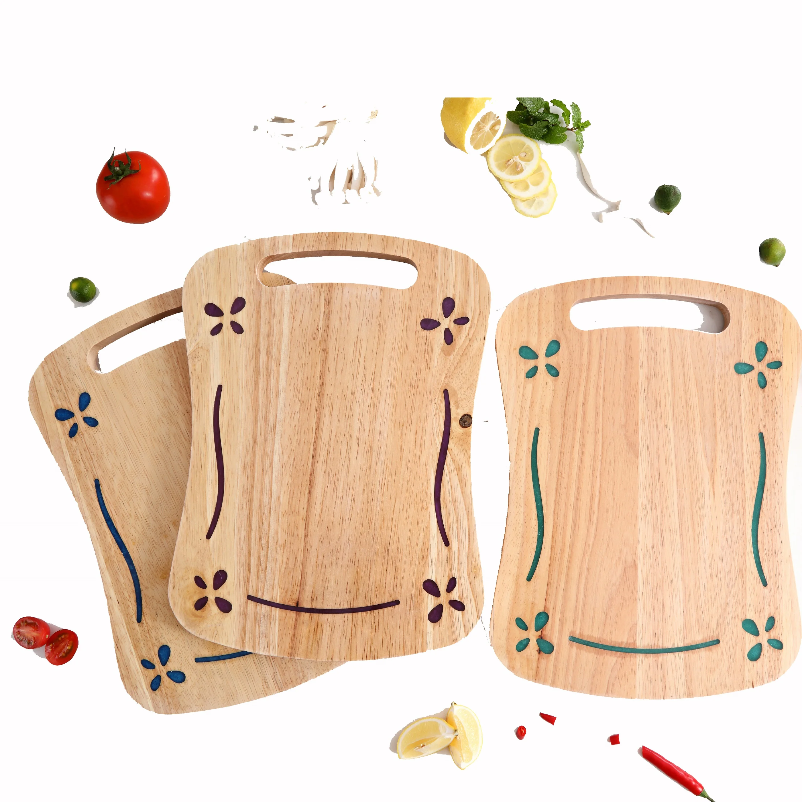 
Easy Clean Wooden Kitchen Cutting Board with flower 