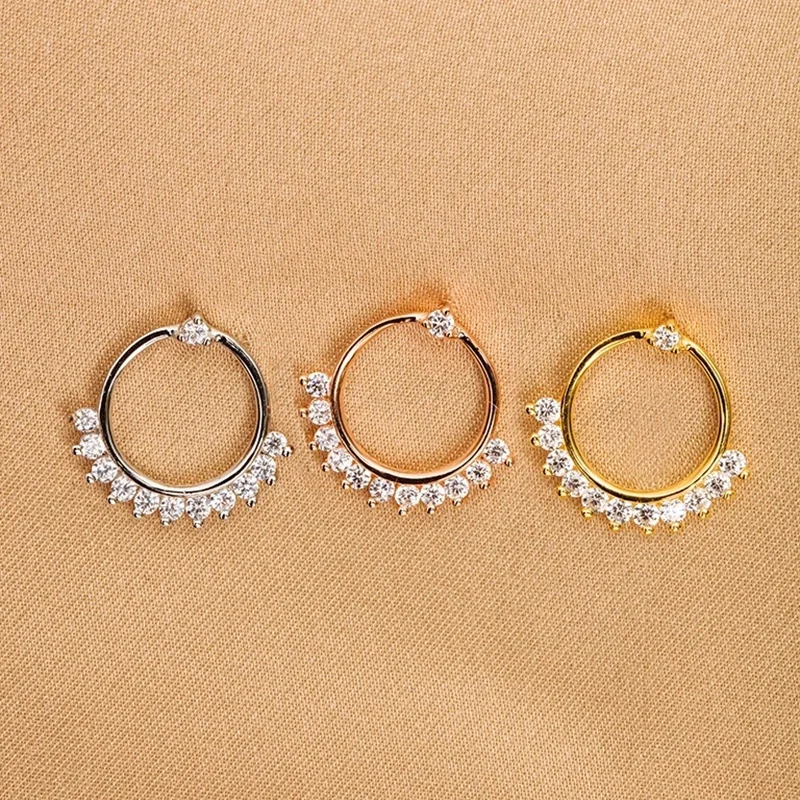 

Simple Personalized 925 Sterling Silver Piercing Jewelry Earrings Three Color Circle Crystals Flower Stud Earrings For Women, Gold and silver