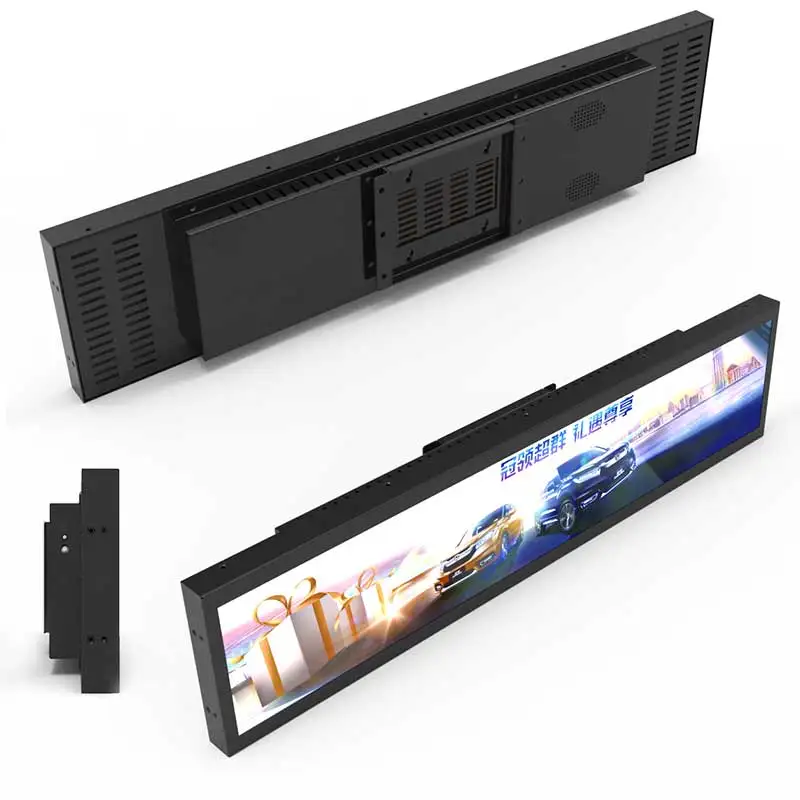 
38.5 inch stretch bar totem display lcd taxi high brightness strip wide supermarket led advertising screen 