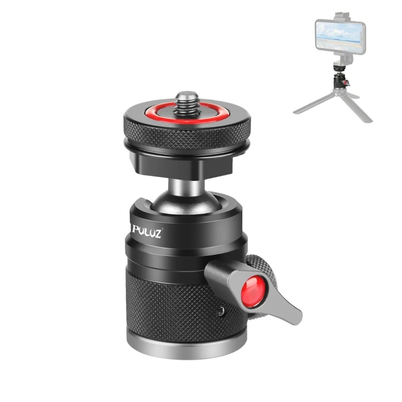 

New Design PULUZ Aluminum Alloy Ball Tripod Head Tripod Mount with Cold Shoe Base For Mobile Phones and Cameras