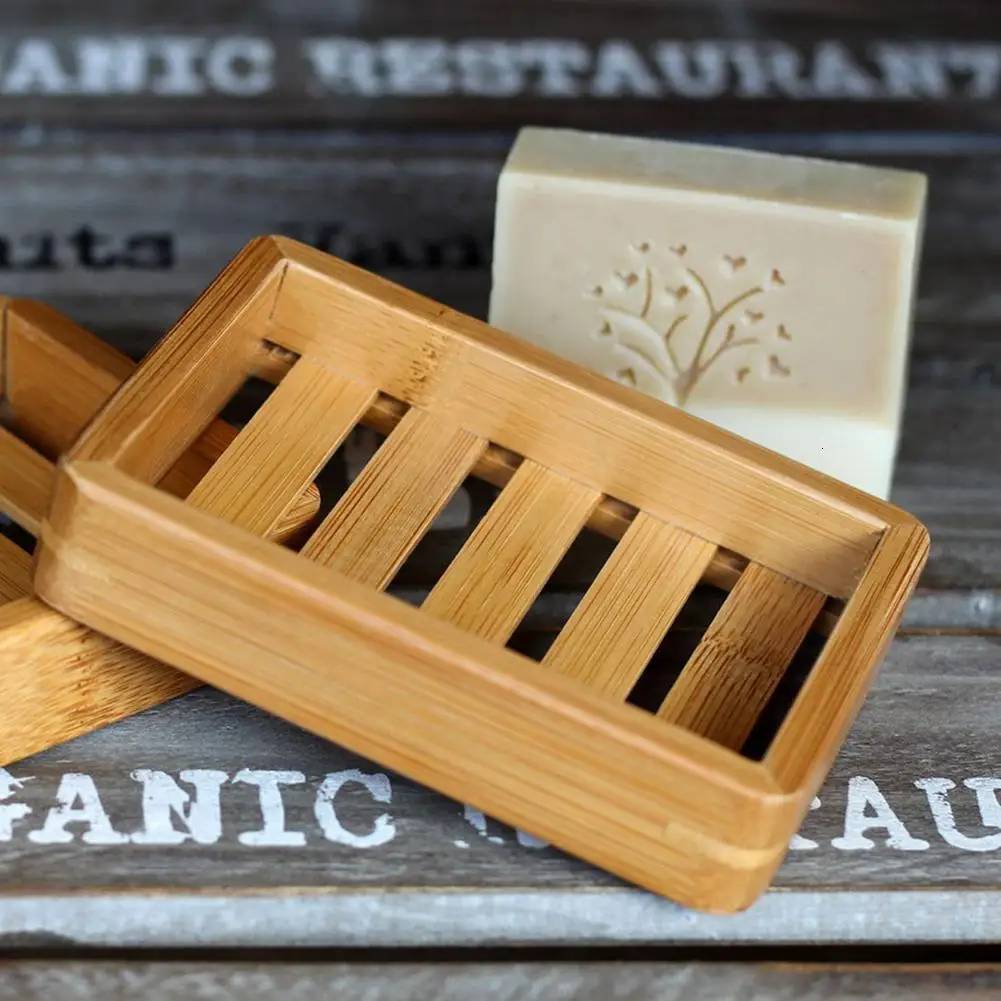 

Natural Bamboo Soap Dish Tray Rack Portable Bathroom Soap Dish, As photo